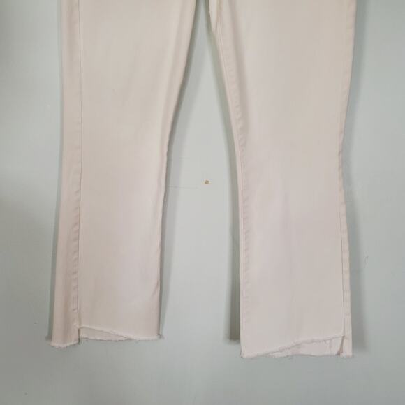 Mother Insider Crop Step Fray Jeans Glass Slipper Wash White Denim USA Size 27 - Picture 4 of 11